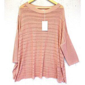 Andree by Unit Pink Oversized Sweater Size 1X Beach Dolman Sleeve Romantic Flowy
